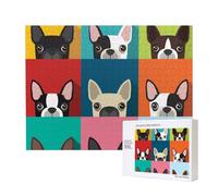 Colorful Boston Terrier Print,500 Pieces Wooden Jigsaw Family Game Jigsaw Puzzles for Adults Teens Home Decor