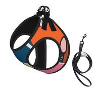 Colorful Boston Terrier Print,Pet Harness,Adjustable Reflective Dog Harness,Pet Leash Vest,M