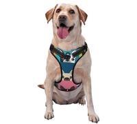 Colorful Boston Terrier Print,Pet Harness,Adjustable Reflective Dog Harness,Pet Leash Vest,S