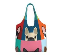 Colorful Boston Terrier Print,Reusable Tote Bags Grocery Bags Large Capacity Canvas Shopping Shoulder bag