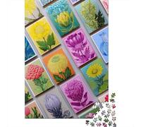 Colorful Botanical Postcards Jigsaw Puzzles Puzzles for Adults Kids. 1000 Piece Impossible Challenge Toy Educational Game Home Decoration for Adults& Kids Age 14 Years Up 38x26cm/1000pcs