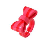 Colorful Bow Open Ring, Y2K Cute Acrylic Resin Statement Ring, Striped Polka Dot Bow Knuckle Ring, Preppy Retro Fashion Jewelry for Women, Resin, Zircon