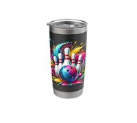 Colorful Bowling Game Day Bowling Flames Ball Stainless Steel Insulated Tumbler