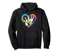 Colorful Bowling Heart Ball and Pins Love Design for Bowlers Pullover Hoodie