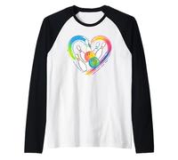 Colorful Bowling Heart Ball and Pins Love Design for Bowlers Raglan Baseball Tee