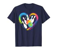 Colorful Bowling Heart Ball and Pins Love Design for Bowlers T-Shirt