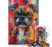 Colorful Boxer Dog Portrait 1000 Pieces Puzzles for Adults Strong Logic Tight Connection Joyful Challenge Thoughtful Gift (38x26cm)