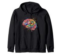 Colorful Brain Anatomy Abstract Art for Science Lovers Zip Hoodie