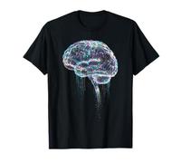 Colorful Brain Anatomy Abstract Light Line Art T-Shirt