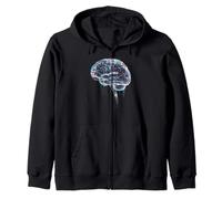 Colorful Brain Anatomy Abstract Light Line Art Zip Hoodie