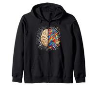 Colorful Brain Neuroscience Left and Right Thinking Zip Hoodie