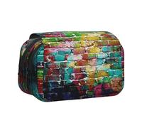 Colorful Brick Flip-Top Double-Layer Pencil Case,Large Capacity (Holds 50 Pens/Pencis),Full-Print Durable Polyester School Office Supplies