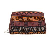 Colorful Brick Print Cosmetic Bags,Leather Makeup Bag Small For Purse,Cosmetic Pouch,Toiletry Clutch For Women Travel, African Mud Cloth Tribal, One Size
