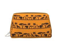 Colorful Brick Print Cosmetic Bags,Leather Makeup Bag Small For Purse,Cosmetic Pouch,Toiletry Clutch For Women Travel, African Animals, One Size