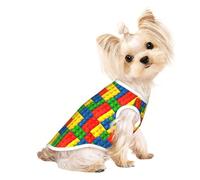 Colorful Brick print Dog Clothes T Shirts for Small Dogs Breathable Puppy Kitten Dog Shirts for Pet Dogs Cats