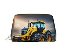 Colorful Brick Print Leather Makeup Bag Small Travel Cosmetic Bag For Women,Cosmetic Organizer Makeup Pouch For Purse, Company Farm Tractor, One Size