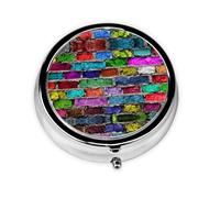 Colorful Brick Print Personalised Portable Pillbox with,Mini Pillbox Compact and Convenient Pill Organiser for Storing and Organising Pills