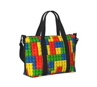 Colorful Brick Print Travel Hand Bag for Women Men Foldable Weekend Vacation Journeys Tote Shoulder Bags