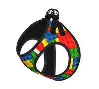 Colorful Brick Printing Dog Summer Harness With Leash Set,Adjustable And Reflective Step-In Puppy Pet Vest Harnesses