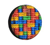 Colorful Brick Spare Tire Cover Waterproof Dustproof Car Wheel Protectors Portable Spare Tire Cover Universal Fit for RV SUV