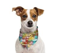 Colorful Brick Wall,Dog Bandanas Cotton Pet Scarf Adjustable Bibs for Pet,L