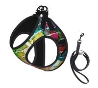 Colorful Brick Wall,Pet Harness,Adjustable Reflective Dog Harness,Pet Leash Vest,S