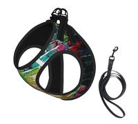 Colorful Brick Wall Print Adjustable Harness Leash Set For Cats And Dogs, Soft Breathable Kitten Puppy Mesh Vest With Reflective Design, Escape-Proof Lead For Small Pets Walking Training