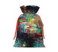 Colorful Brick Wall Printing 4.7x6.9 In Christmas Bag With Drawstring,Ideal For Adults To Wrap Gifts For Christmas Halloween