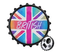Colorful British Flag U.K 2 in 1 Magnetic Beer Bottle Opener Fridge Magnets Easy Storage Gift for Men Women Black-Style