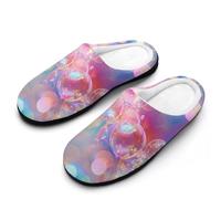 Colorful Bubbles Magic Slippers Women Winter Warm Cotton Hotel Slippers Anti-Slip Indoor Slip-Ons House Shoes 7-8(39-40