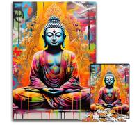 Colorful Buddha 1000 Piece Jigsaw Puzzle Wooden Jigsaw DIY Decoration, Brain Challenge, for Adult, Family, 50x75CM/19.68x29.52inch