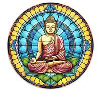 Colorful Buddha Cardboard Round Jigsaw Puzzle 1000 Pieces Jigsaw Brain Challenge, for Teenagers & Home Decor 67.5x67.5cm