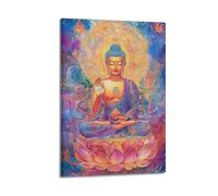 Colorful Buddha on Lotus Wall Art, Divine Decor, Home Poster Artistic Wall Mural Modern Hanging Decor Poster12x18inch(30x45cm)