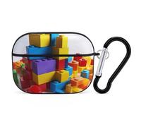 Colorful Building Blocks AirPod Pro Case, Anti Scratch Hard PC Cover with Keychain, AirPod Pro 2nd/1st Case Accessories for Women Men, Black-Style