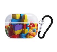 Colorful Building Blocks AirPod Pro Case, Anti Scratch Hard PC Cover with Keychain, AirPod Pro 2nd/1st Case Accessories for Women Men, White-Style