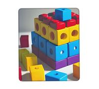 Colorful Building Blocks Anti-wear Stitching, Textured Waterproof Computer Mouse pad with Anti-Slip Rubber Base, Suitable for laptops, Office and Home Gaming Mouse Pads. 7.9 x 9.5 in