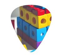 Colorful Building Blocks Guitar Plectrum Set Of 12, Including 3 Thicknesses Of Plectrums For Acoustic Guitars, &Ukuleles And More.