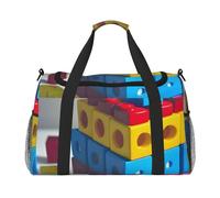 Colorful Building Blocks Hand Travel Bag.Fashionable Design, Large Storage Capacity, Suitable For Business Trips And Short Trips., Black, One Size