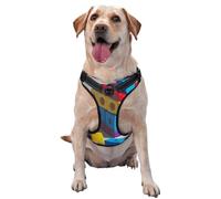 Colorful Building Blocks Large Printed Breathable pet Vest, Reflective Design, Adjustable, with Leash, Suitable for Outdoor use