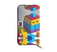 Colorful Building Blocks Printed Clutch (7.5x4.1 in) | Leather Wallet
