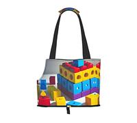 Colorful Building Blocks Printed Pet Shoulder Bag, Specially Designed for Small Dogs and Cats, Multifunctional Shoulder and Handbag