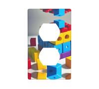Colorful Building Blocks Printed Wall Plate PC Material Impact Resistant UK Standard Heat Resistant Residential Commercial