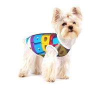 Colorful Building Blocks Small Pet Cotton Vest L Full Print Dog Cat Soft Breathable Elastic Apparel Daily Party Outfit