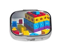 Colorful Building Blocks Square mini Pill Box, Travel Pill Box, can be Put into Wallet or Pocket to Store a Variety of Small Items