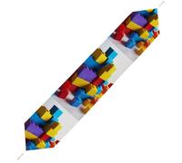 Colorful Building Blocks Table Runner for Dining Table, Short Plush Runners Washable & Durable Tablerunner Modern Home Decor for Wedding, Kitchen, Holiday 178*33cm