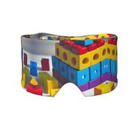Colorful Building Blocks Unisex Side Sleeping Headband, Sleeping Eye Mask and Ear Muffs, (26.8 * 4.3 inches), Indoor and Outdoor Travel Yoga Adjustable Comfort Eye and Ear Muffs,