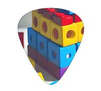 Colorful Building Blocksguitar Plectrums 12 Piece Set, 3 Thicknesses For Acoustic Guitar, Bass Guitar, &Electric Guitar And More.