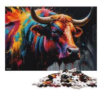 Colorful Bull Painting Puzzle for Adults And Teenagers 500 Pieces Puzzle for Adults For Family Fun & Game Night 500pcs (52x38cm)