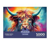 Colorful Bull Portrait Smooth Surface Pieces Great for Improving Patience, Focus And Cognitive Ability in Spare Time 52x38cm/1000pcs
