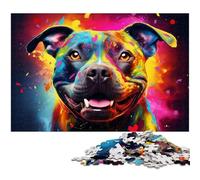 Colorful Bull Terrier 1000-Piece Jigsaw Puzzle cardboard Jigsaw Puzzles for Adults Ideal for Teenagers & Collectors, Travel Gift, Family Activity 26X38CM/10.23x14.96inch